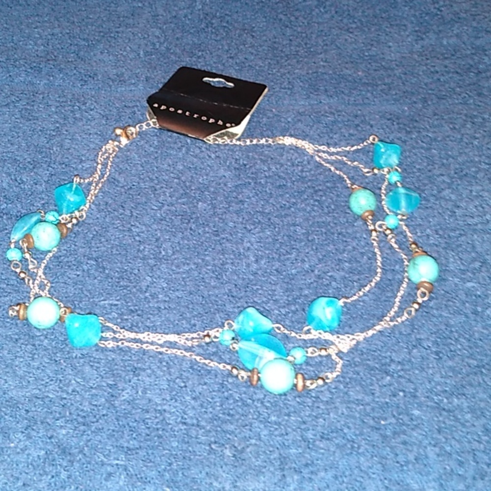 Apostrophe silver layered beaded necklace